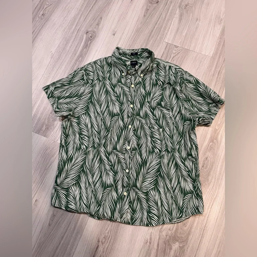 J.crew Green‎ Leaf Print Men's Shirt